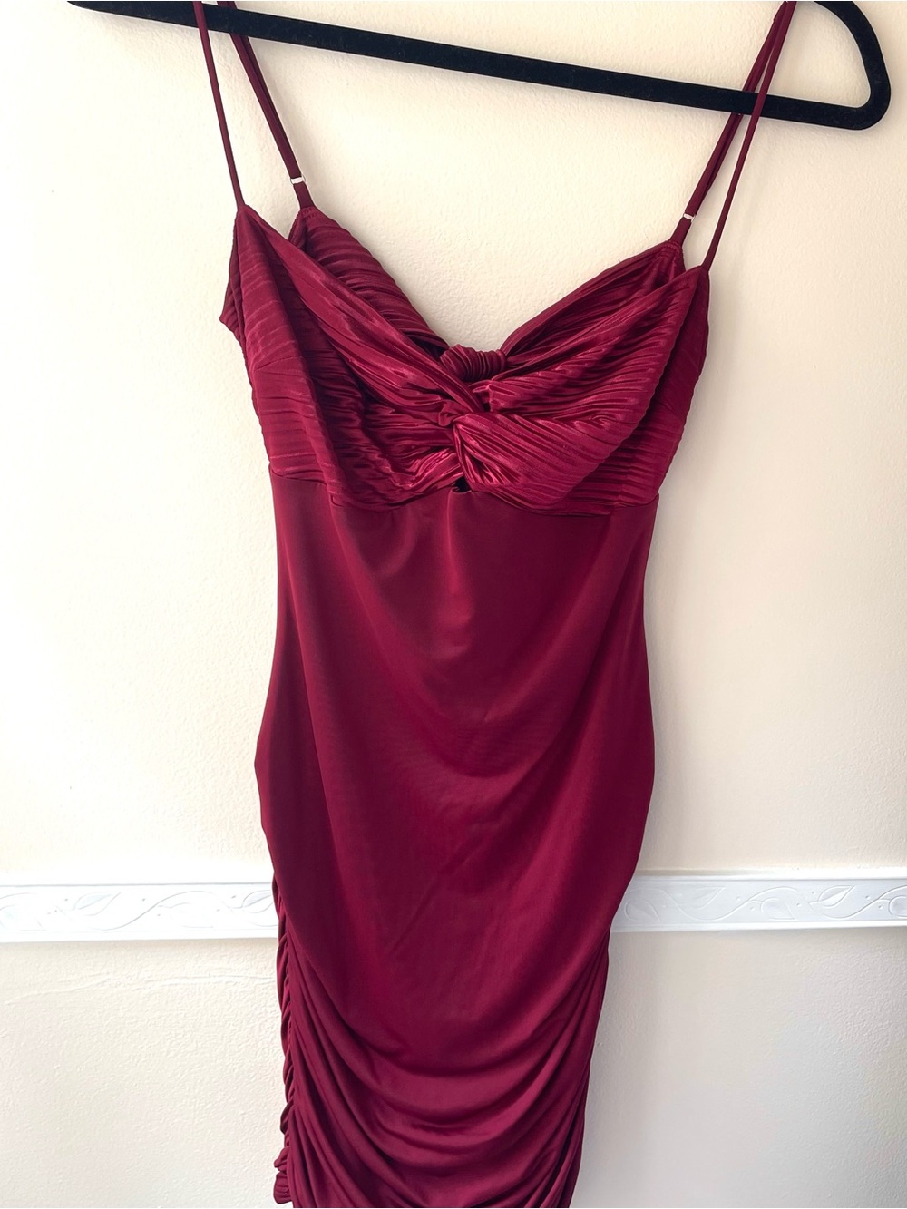 Lucy in the Sky Deep Berry Ruched Satin Slip
